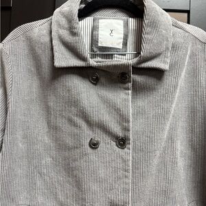 Gray Corduroy Double-Breasted Jacket